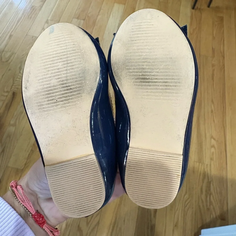 Navy Patent Shoes with Bow